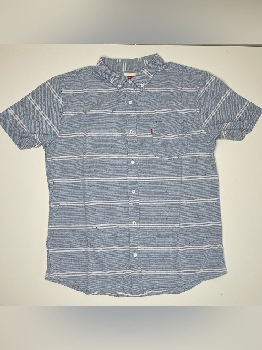 Levi's Boucher Blue & White Striped Short-Sleeve Button-Down Shirt Men's MEDIUM